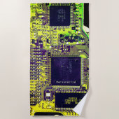 Modern printplaatontwerp Voeg naam toe Geeky Strandlaken (Voorkant)