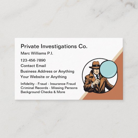 Modern Private Investigator Theme Visitekaartje (Voorkant)
