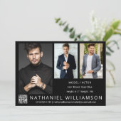 Modern Pro Model Actor 3 Foto QR Code Comp Kaart (Staand voorkant)