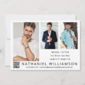 Modern Pro Model Actor 3 Foto's QR Code Comp Kaart (Voorkant)