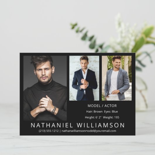 Modern Pro Model Actor 3 Photo Comp Kaart (Staand voorkant)