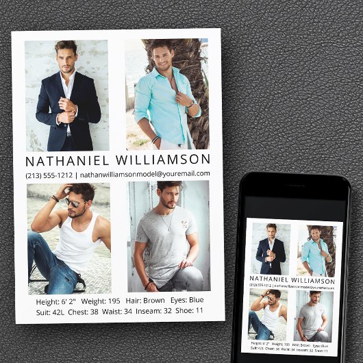 Modern Pro Model Actor 4 Foto's Comp Kaart