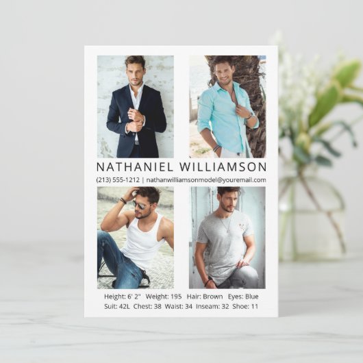 Modern Pro Model Actor 4 Foto's Comp Kaart (Staand voorkant)
