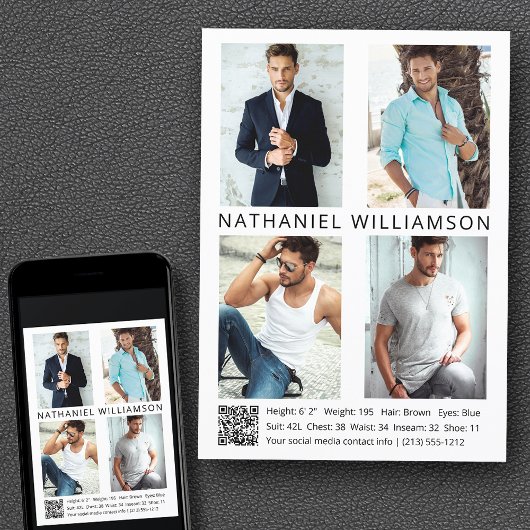 Modern Pro Model Actor 4 Foto's QR Code Comp Kaart