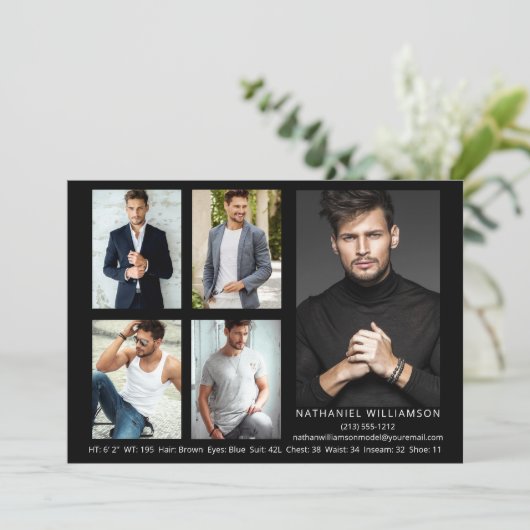 Modern Pro Model Actor 5 Photo Comp Kaart (Staand voorkant)
