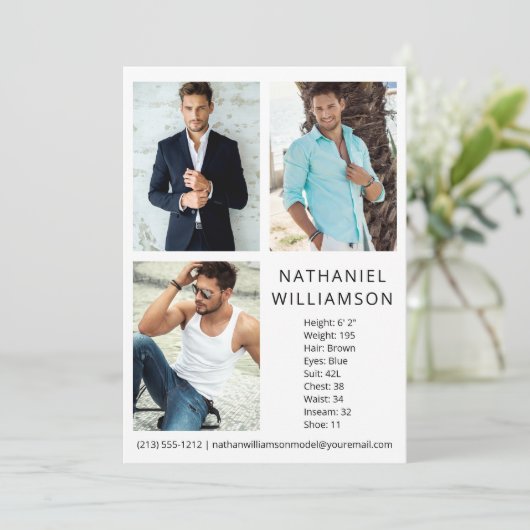 Modern Pro Model en Actor 3 Foto's Comp Kaart (Staand voorkant)