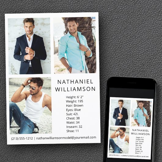 Modern Pro Model en Actor 3 Foto's Comp Kaart