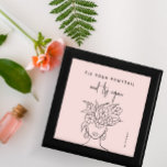 Modern Probeer opnieuw Vrouw met bloemen gepersona Cadeaudoosje<br><div class="desc">Chique en modern blush roze fixeer je paardenstaart en probeer opnieuw geschenkdoos met je gepersonaliseerde naam en geïllustreerde vrouw met een grillig bloemenplant.</div>