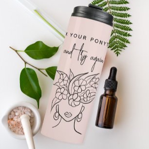 Modern Probeer opnieuw Vrouw met Plant gepersonali Thermosbeker