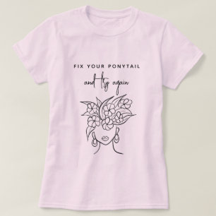 Modern Probeer opnieuw Vrouw met Plant Schets T-shirt