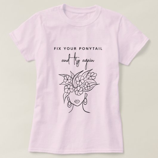 Modern Probeer opnieuw Vrouw met Plant Schets T-shirt (Design voorkant)