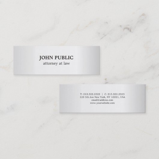 Modern procureur-advocaat Luxekaart Zijde Mini Visitekaartje (Voorkant / Achterkant)