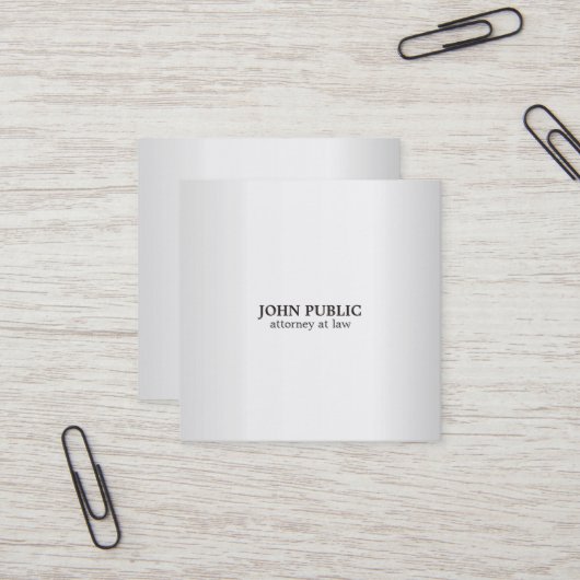 Modern procureur-advocaat Luxekaart Zijde Vierkante Visitekaartje (Voorkant / Achterkant in situ)