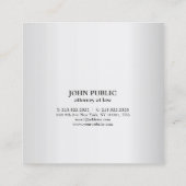 Modern procureur-advocaat Luxekaart Zijde Vierkante Visitekaartje (Achterkant)