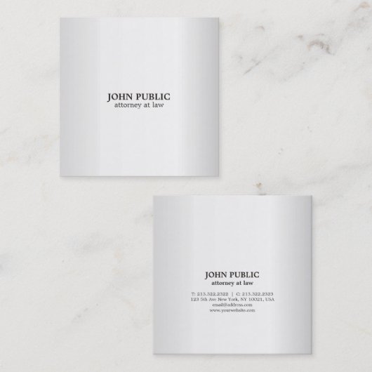 Modern procureur-advocaat Luxekaart Zijde Vierkante Visitekaartje (Voorkant / Achterkant)