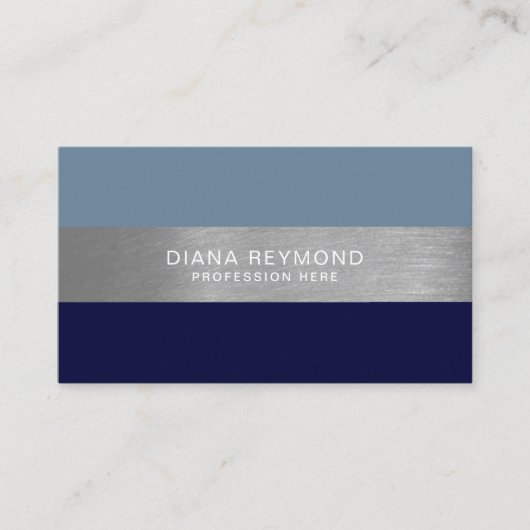 Modern Prof. Grayish 2-Tone Blue Stripes Visitekaartje (Voorkant)
