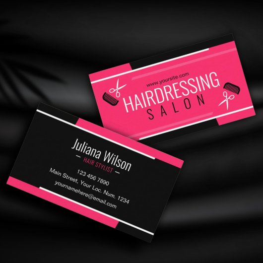 Modern profession Pink hair stylist Visitekaartje