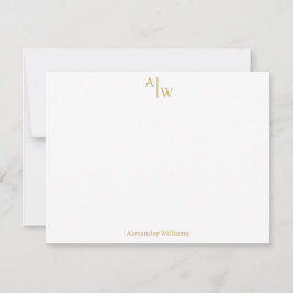 Modern Professional 2 Monogram Basic Faux Gold Notitiekaartje