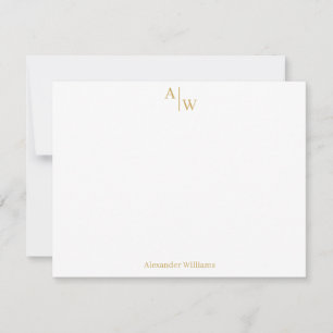 Modern Professional 2 Monogram Basic Faux Gold Notitiekaartje