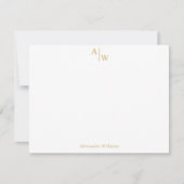 Modern Professional 2 Monogram Basic Faux Gold Notitiekaartje (Voorkant)