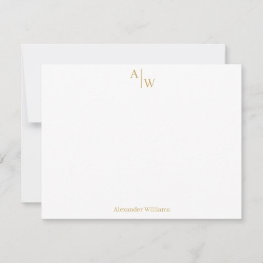 Modern Professional 2 Monogram Basic Faux Gold Notitiekaartje (Voorkant)