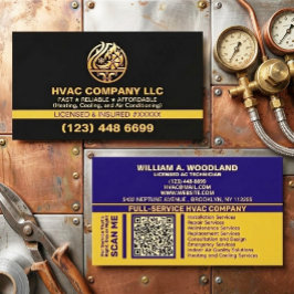 Modern Professional AC HVAC Bedrijfslogo & Licenti Visitekaartje