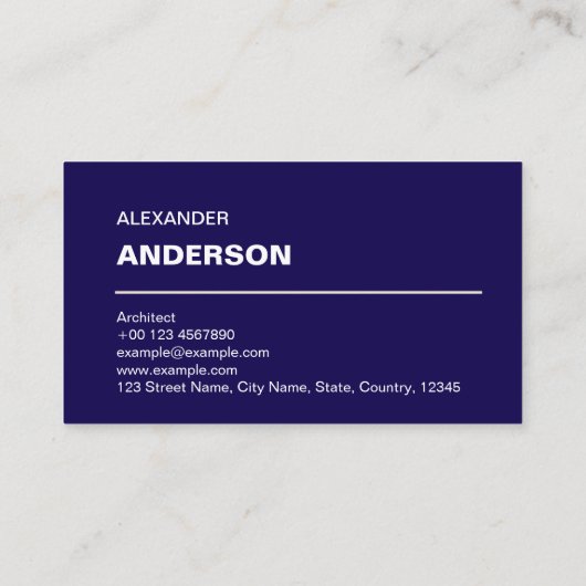 Modern Professional Architect Navy Blue Visitekaartje (Achterkant)