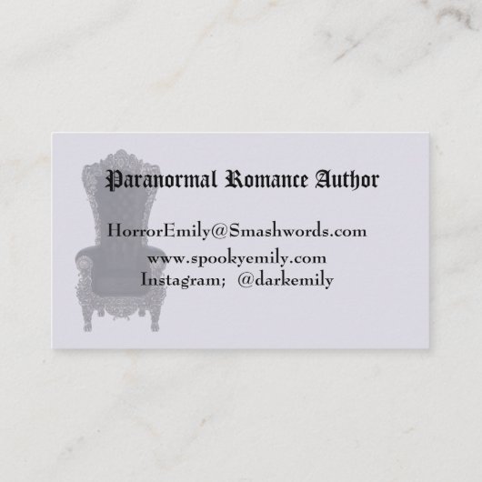 Modern Professional Author Gothic Visitekaartje (Achterkant)