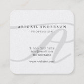 Modern Professional Black en White Monogram Vierkante Visitekaartje (Achterkant)