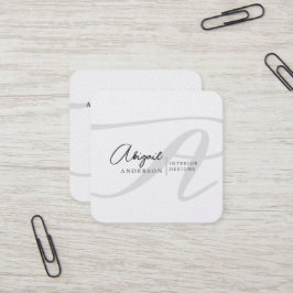 Modern Professional Black en White Monogram Vierkante Visitekaartje