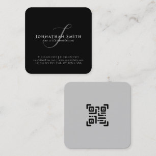 Modern Professional Black en White Monogrammed Vierkante Visitekaartje