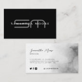 Modern Professional Black en White Monogrammed Visitekaartje (Voorkant / Achterkant)