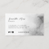 Modern Professional Black en White Monogrammed Visitekaartje (Achterkant)