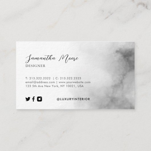 Modern Professional Black en White Monogrammed Visitekaartje (Achterkant)