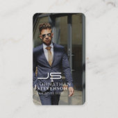 Modern Professional Black en White Photo Monogram Visitekaartje (Voorkant)