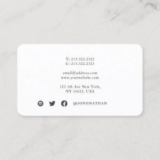 Modern Professional Black en White Photo Monogram Visitekaartje (Achterkant)