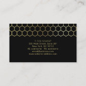Modern Professional Black Gold Hexagon Geometry Visitekaartje (Achterkant)