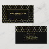 Modern Professional Black Gold Hexagon Geometry Visitekaartje (Voorkant / Achterkant)