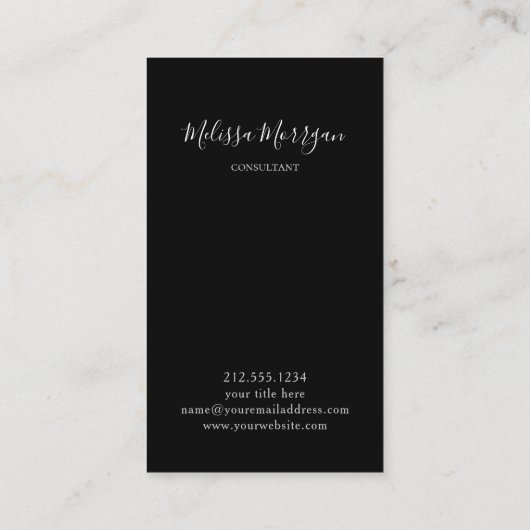 Modern Professional Black Grey Monogrammed Visitekaartje (Achterkant)