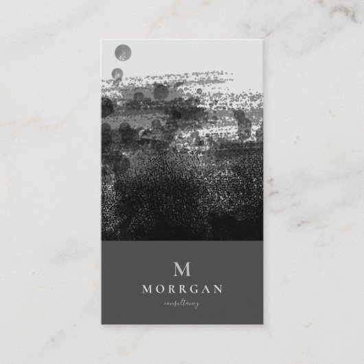 Modern Professional Black Grey Monogrammed Visitekaartje (Voorkant)