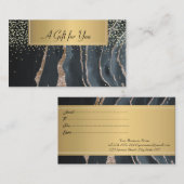 Modern, Professional Black Marble Gold Kortingskaartje (Voorkant / Achterkant)