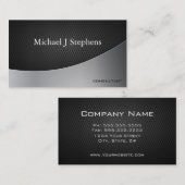 Modern Professional Black Metal, eenvoudig getextu Visitekaartje (Voorkant / Achterkant)