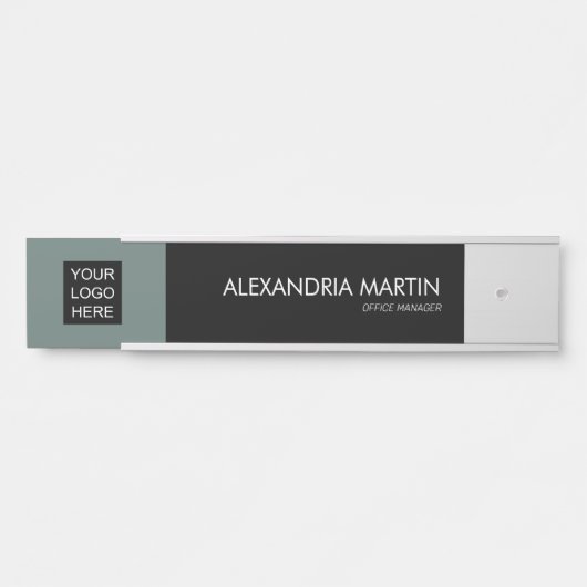 Modern Professional Black Moss Green Logo Deurbordje (Voorkant)