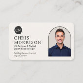 Modern Professional Black Photo Monogram Visitekaartje (Voorkant)