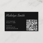 Modern Professional Black White Minimal Script Visitekaartje (Achterkant)