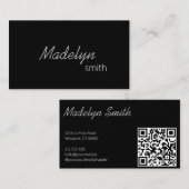 Modern Professional Black White Minimal Script Visitekaartje (Voorkant / Achterkant)