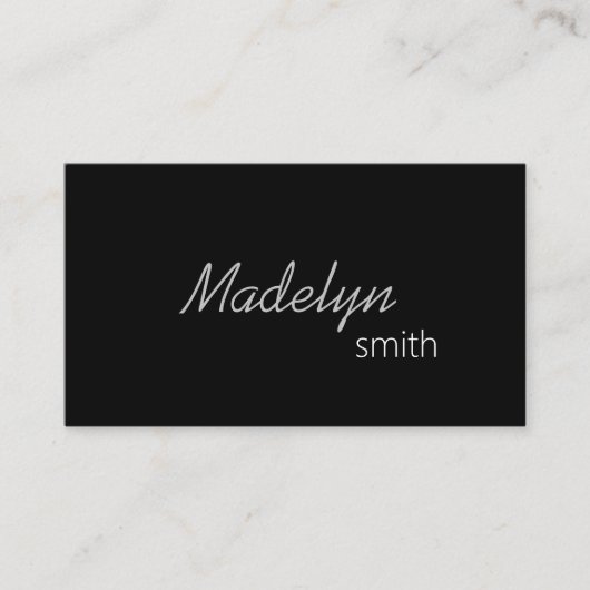 Modern Professional Black White Minimal Script Visitekaartje (Voorkant)