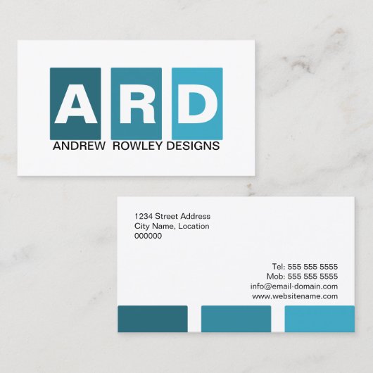 Modern Professional Blue Visitekaartje (Voorkant / Achterkant)