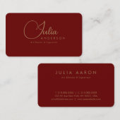 Modern Professional Bourgogne en Gold Script Visitekaartje (Voorkant / Achterkant)