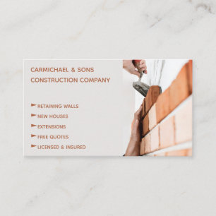 Modern Professional Bricklayer Builder Visitekaartje